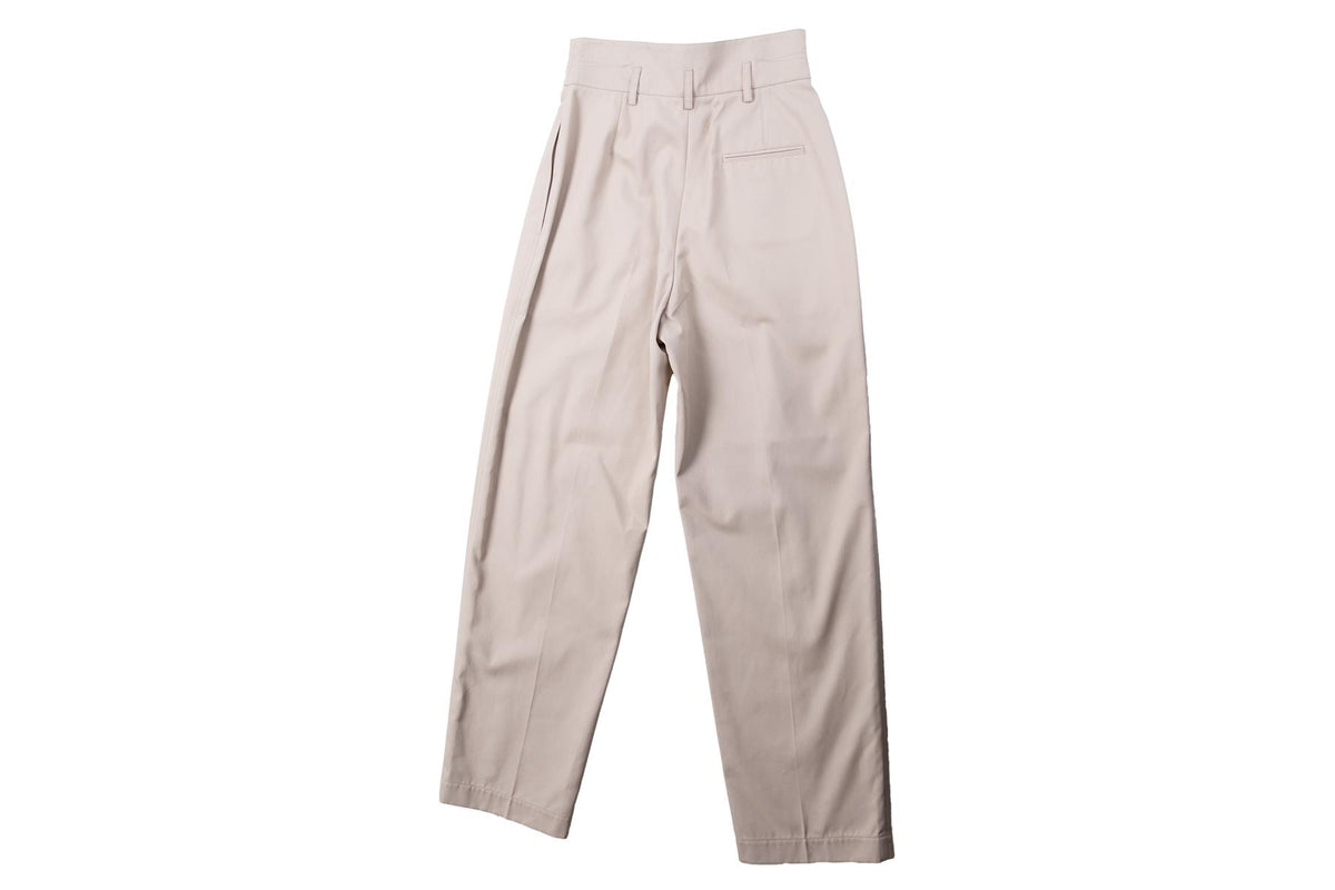 ALAÏA BEIGE COTTON STRAIGHT LEG PANTS FR 40 UK 12