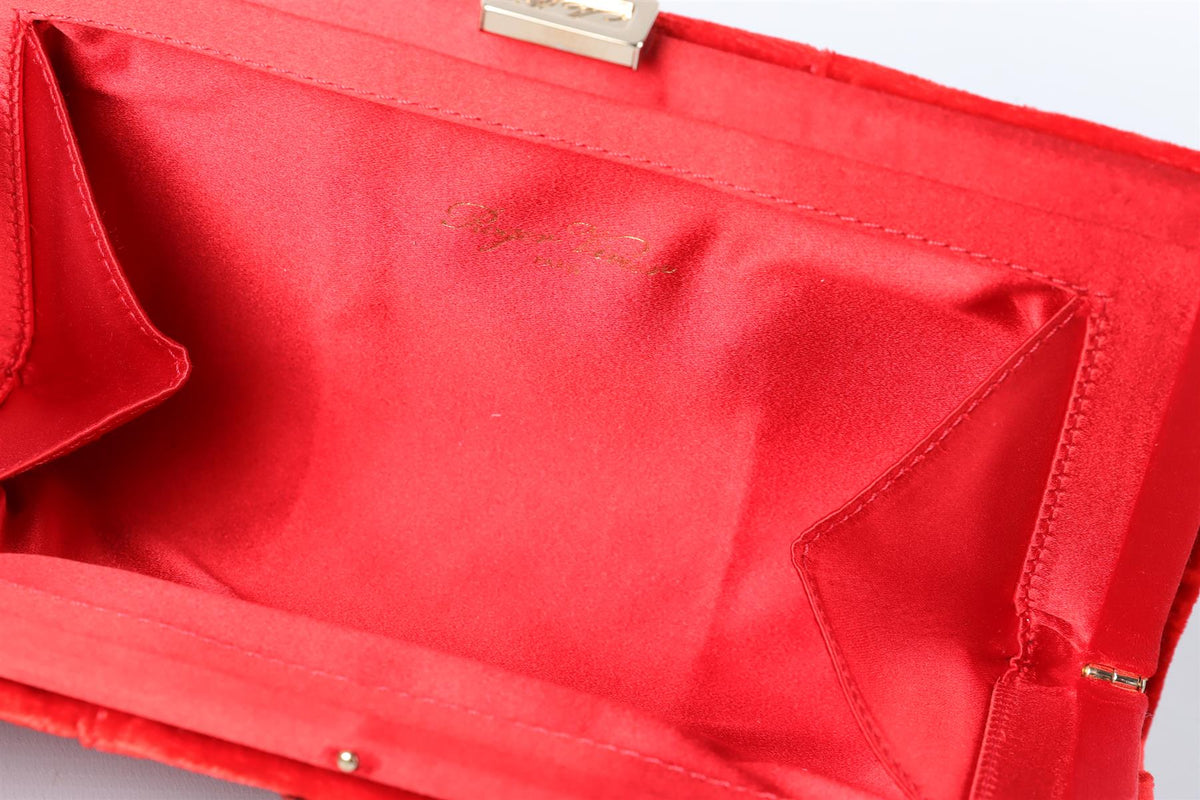 ROGER VIVIER RED MINI VELVET CLUTCH