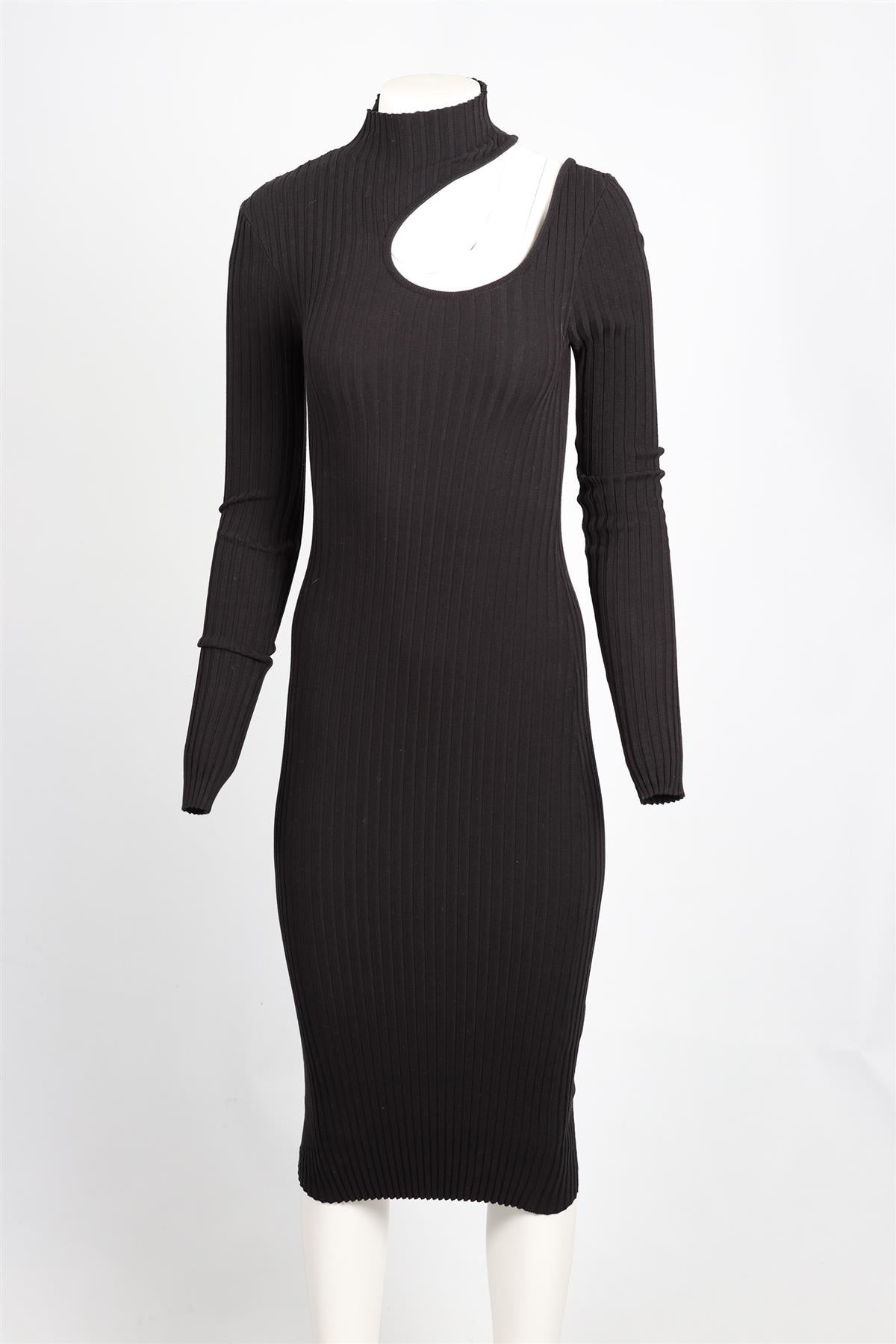 ANINE BING BLACK COTTON BLEND MIDI DRESS XSMALL