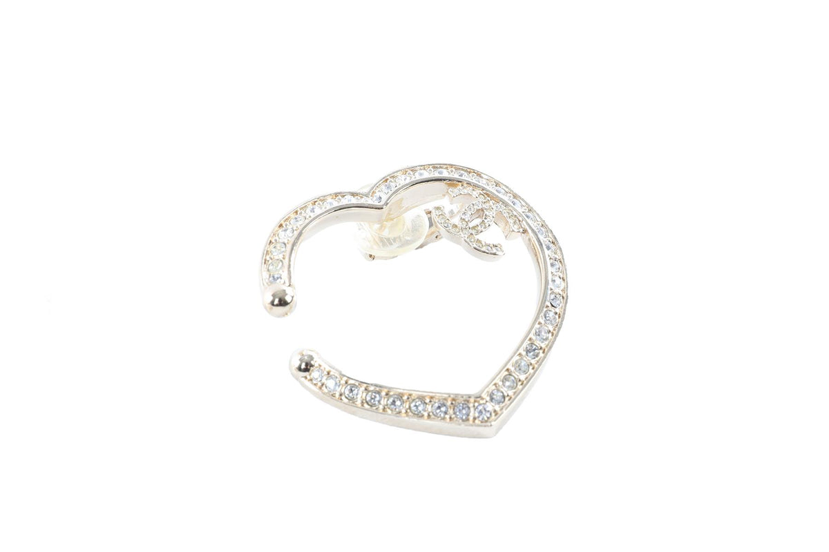 CHANEL SILVER 2023 HEART CLIP ON EARRINGS