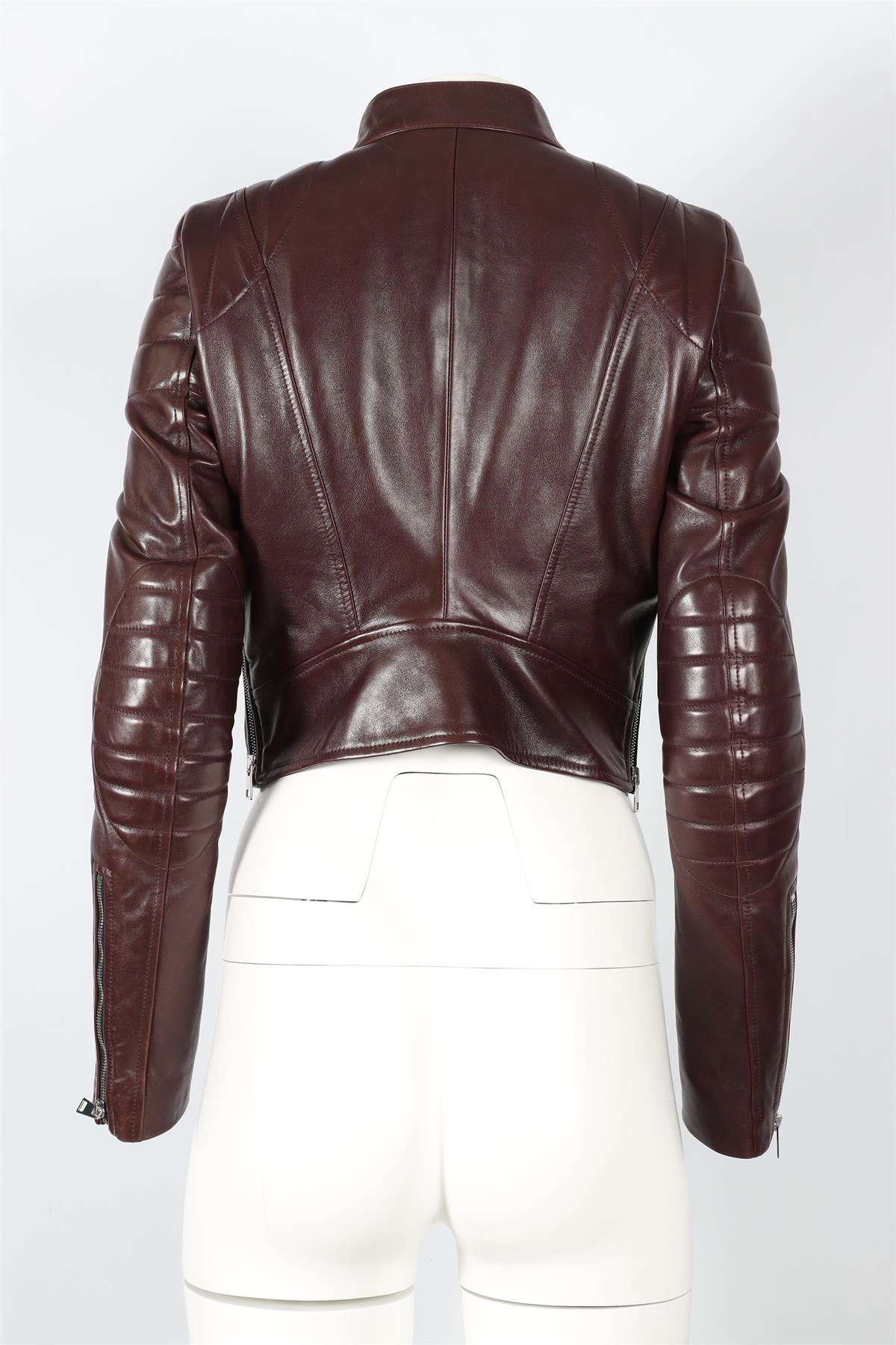 BOTTEGA VENETA 2019 BROWN LEATHER BIKER JACKET IT 40 UK 8