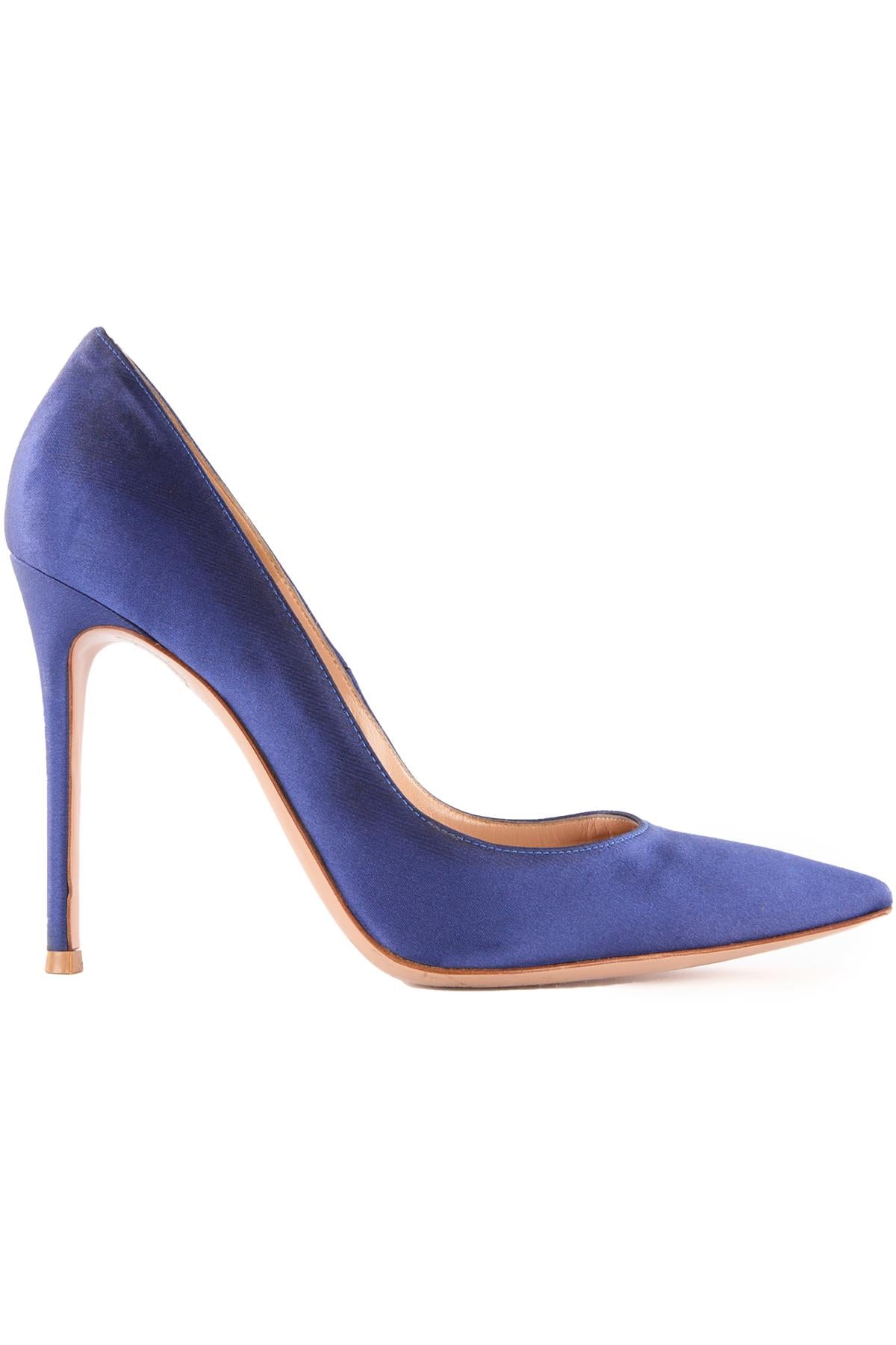 GIANVITO ROSSI BLUE SATIN PUMPS EU 39.5 UK 6.5 US 9.5