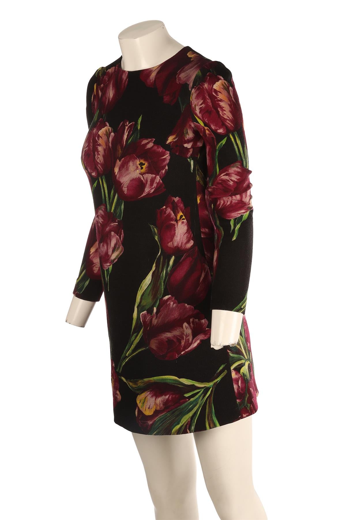 DOLCE & GABBANA BLACK WOOL MINI DRESS IT 36 UK 4