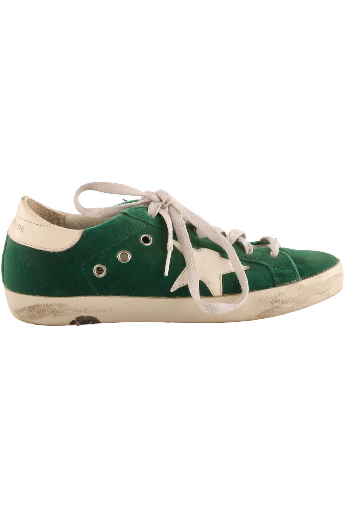 GOLDEN GOOSE DELUXE BRAND GREEN SUPERSTAR VELVET SNEAKERS EU 37 UK 4 US 7