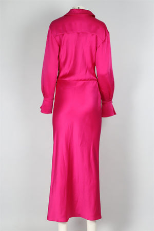 JONATHAN SIMKHAI PINK SATIN MIDI DRESS US 10 UK 14