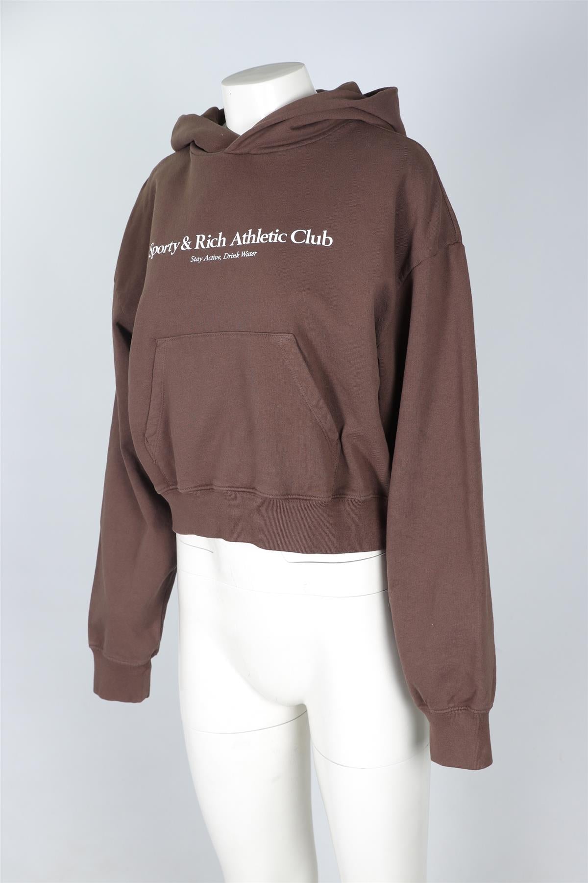 SPORTY & RICH BROWN COTTON HOODIE MEDIUM