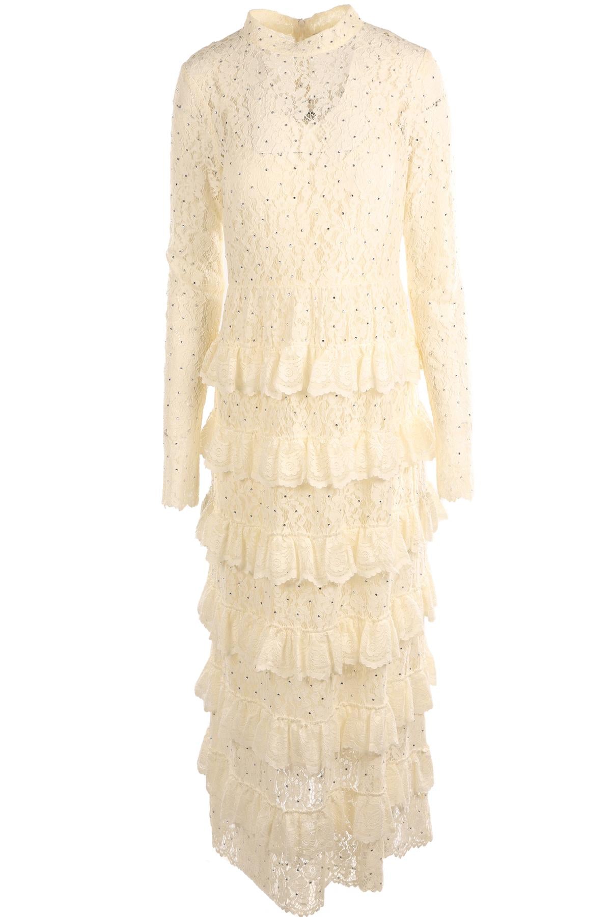 SEA NEW YORK CREAM LACE MAXI DRESS US 8 UK 4