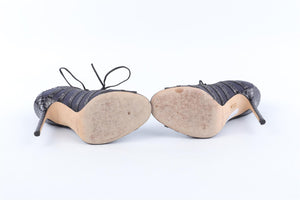 JIMMY CHOO NAVY SATIN SANDALS EU 37.5 UK 4.5 US 7.5
