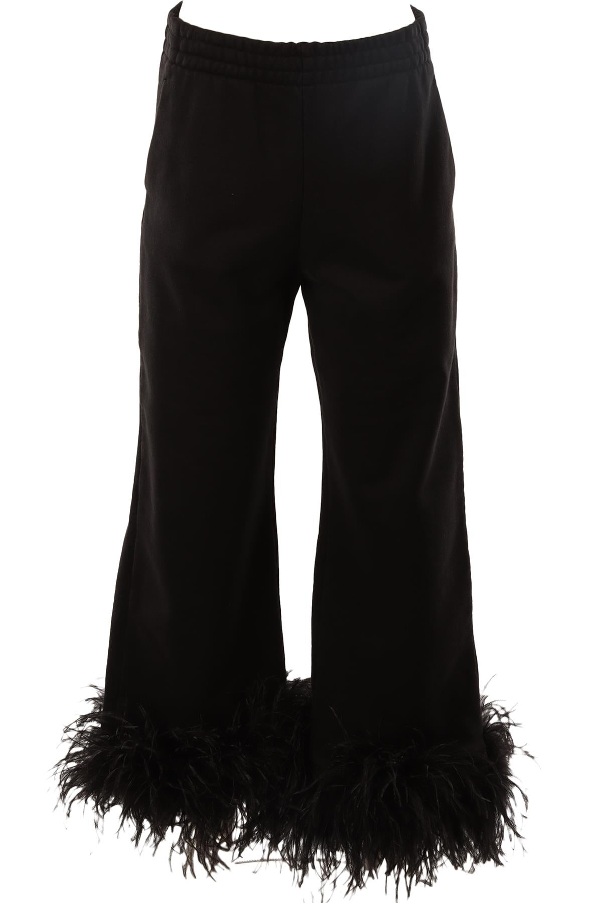 PRADA BLACK COTTON STRAIGHT LEG PANTS SMALL