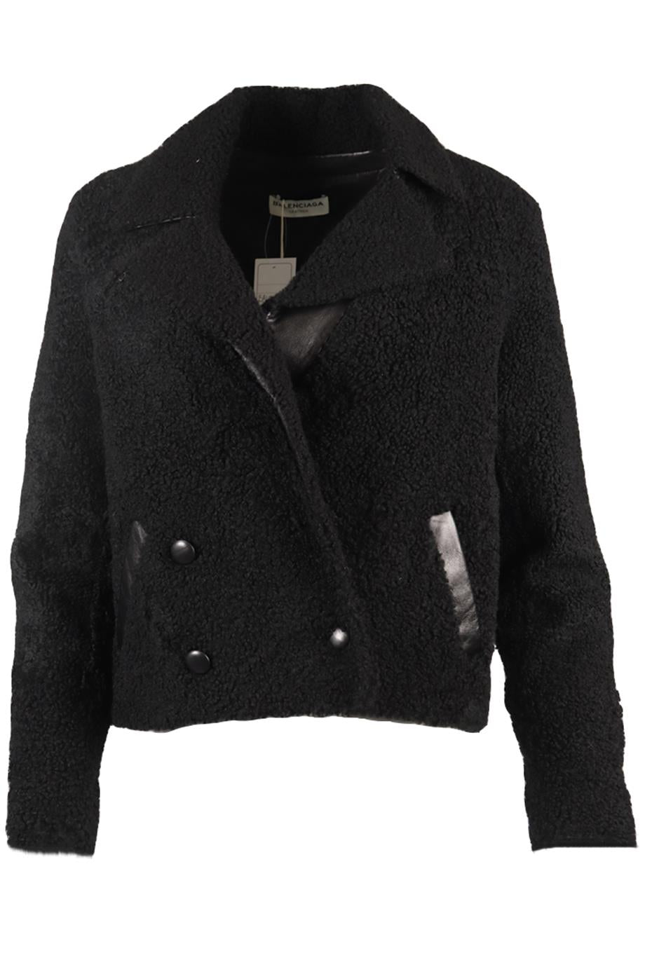BALENCIAGA DOUBLE BREASTED SHEARLING JACKET FR 36 UK 8