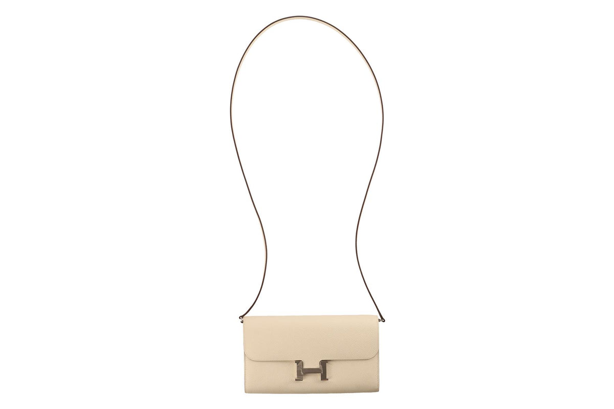 HERMÈS CREAM 2025 CONSTANCE TO GO EPSOM LEATHER WALLET IN NATA