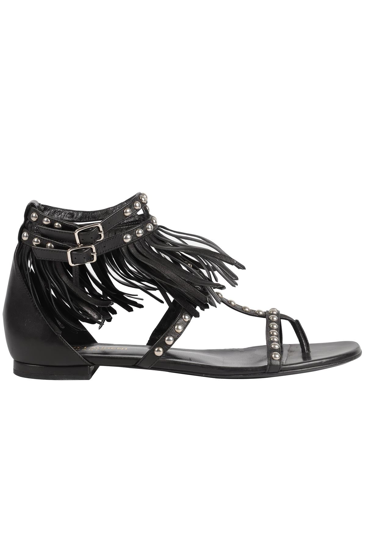 SAINT LAURENT BLACK LEATHER SANDALS EU 39 UK 6 US 9