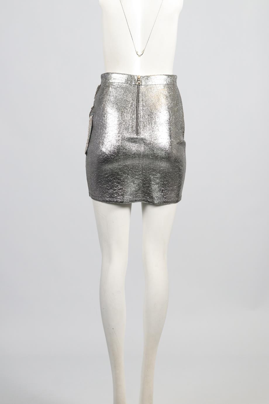 BALMAIN CRYSTAL AND JERSEY MINI SKIRT FR 38 UK 10