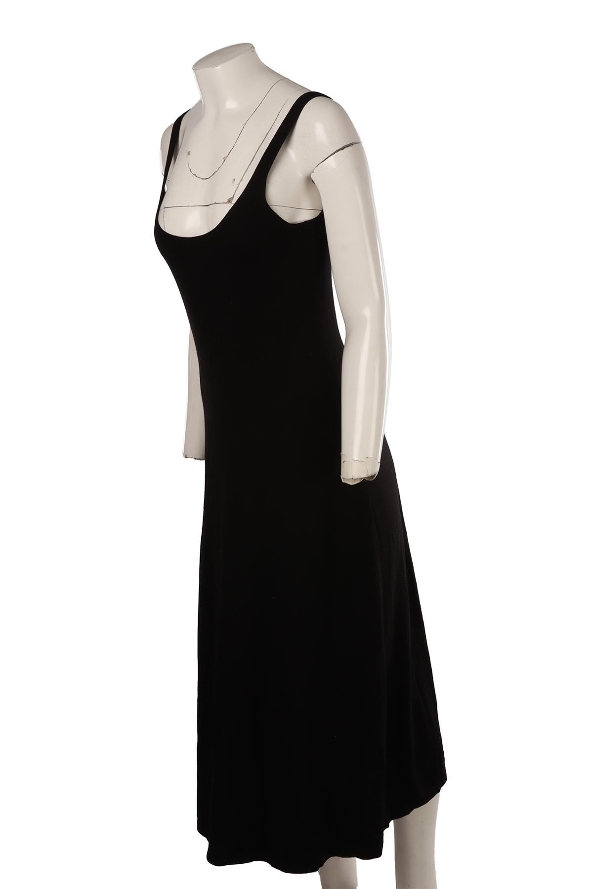 BLACK WOOL MIDI DRESS