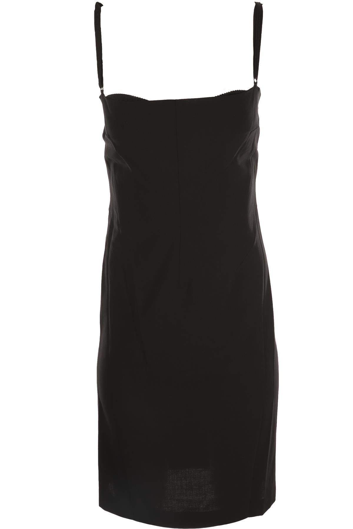 DOLCE & GABBANA BLACK WOOL MINI DRESS IT 44 UK 12