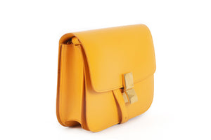 CELINE ORANGE CLASSIC BOX LEATHER SHOULDER BAG