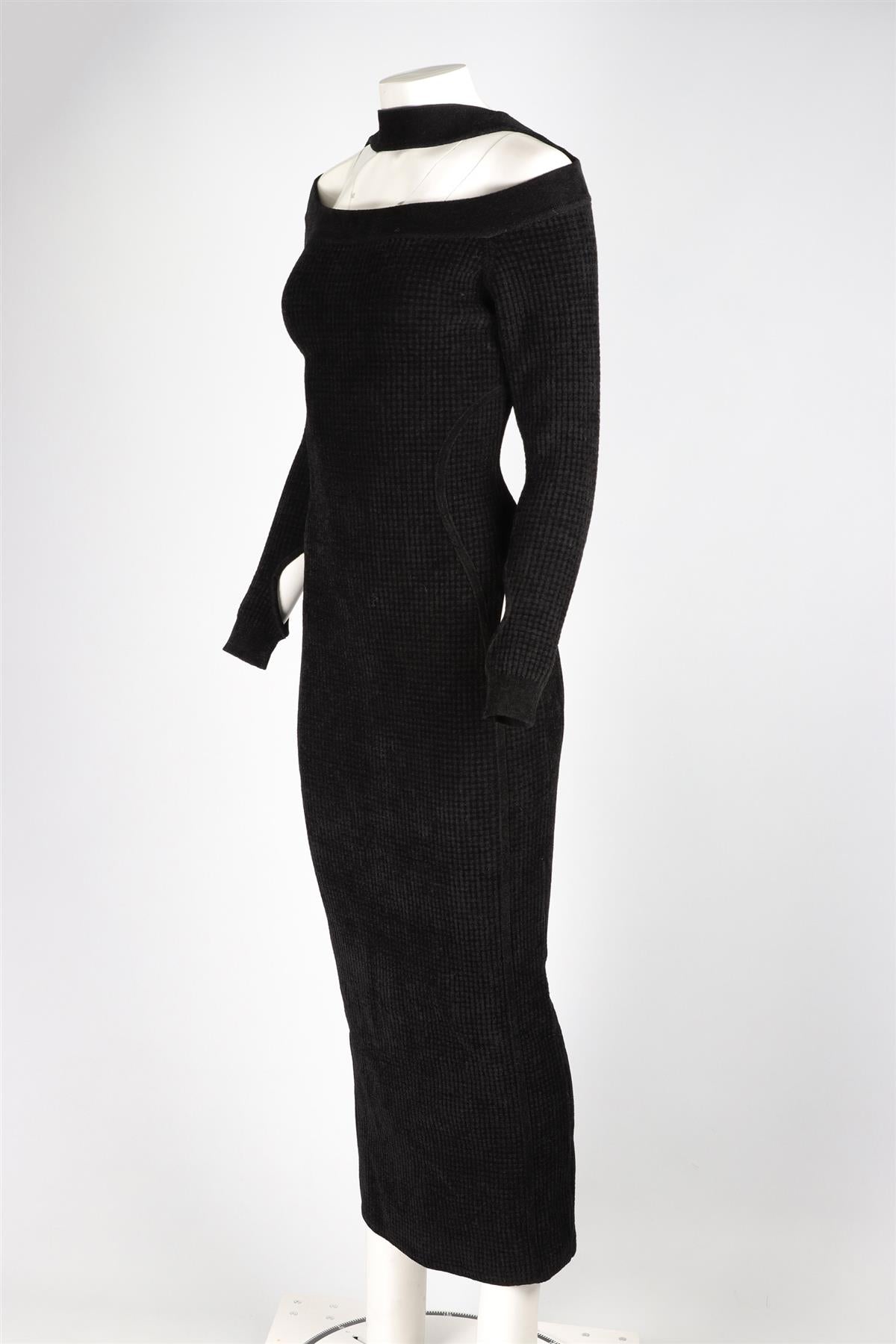 HERVE LEGER BLACK KNIT MAXI DRESS LARGE