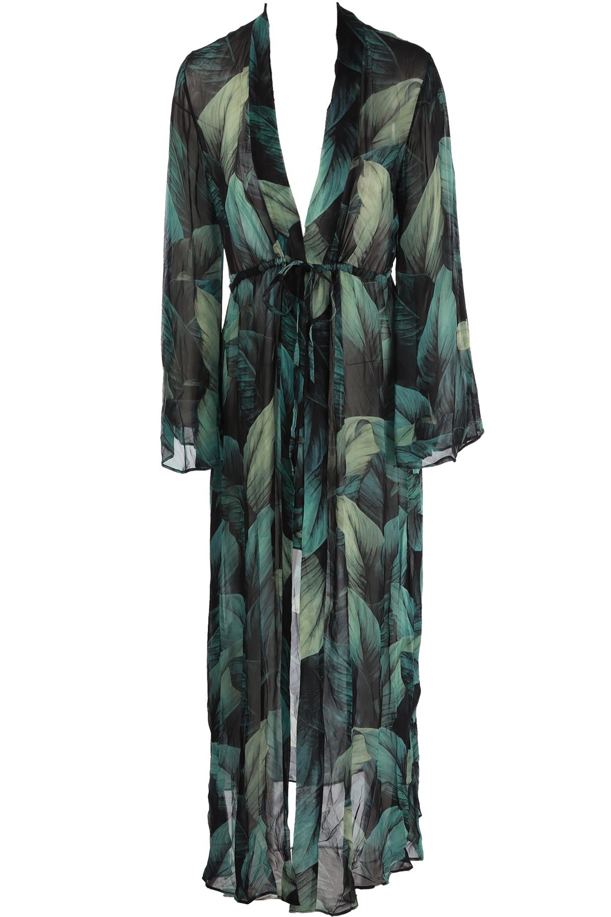 ALEXANDRO MIRO GREEN SILK ROBE SMALL