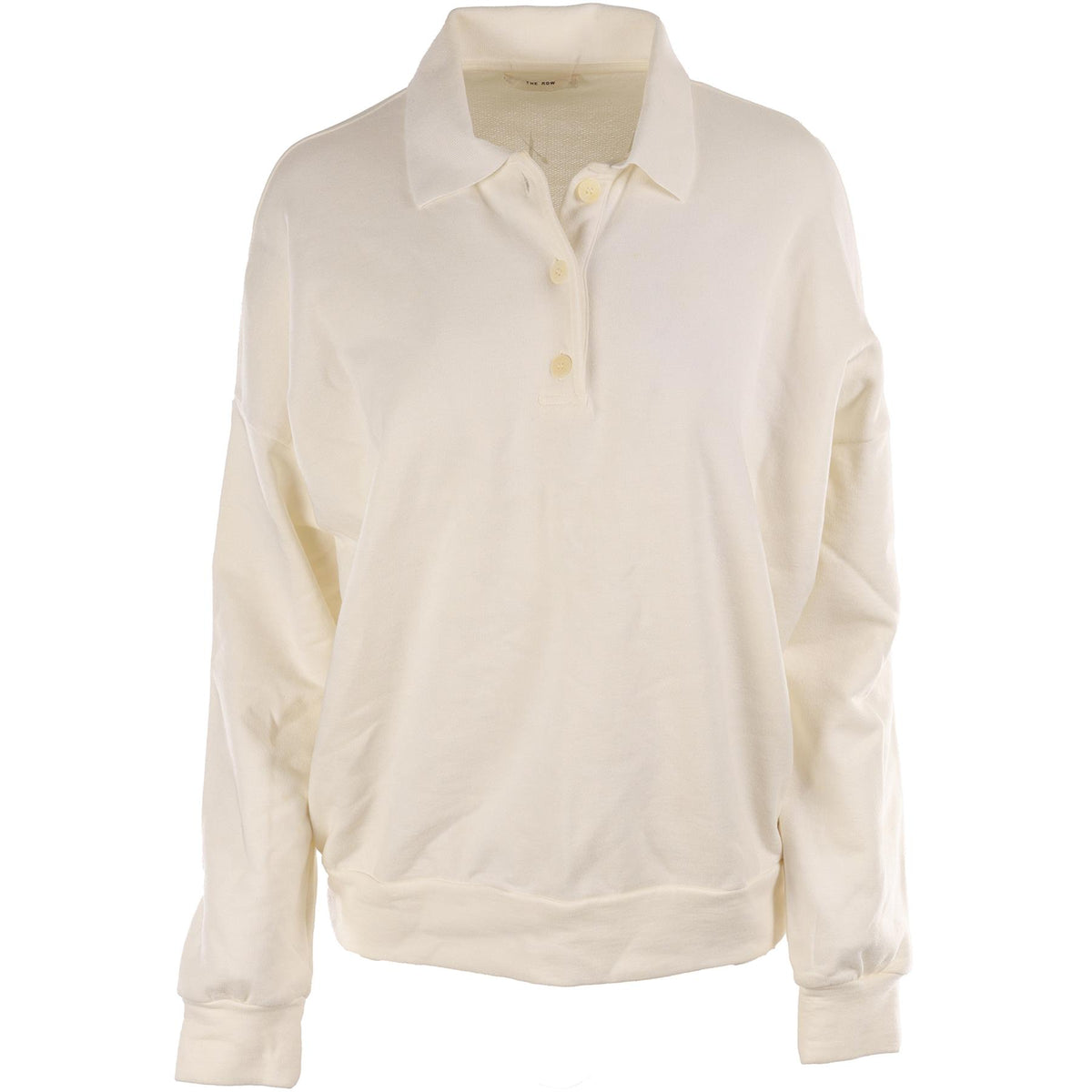 THE ROW WHITE COTTON POLO SWEATSHIRT XSMALL
