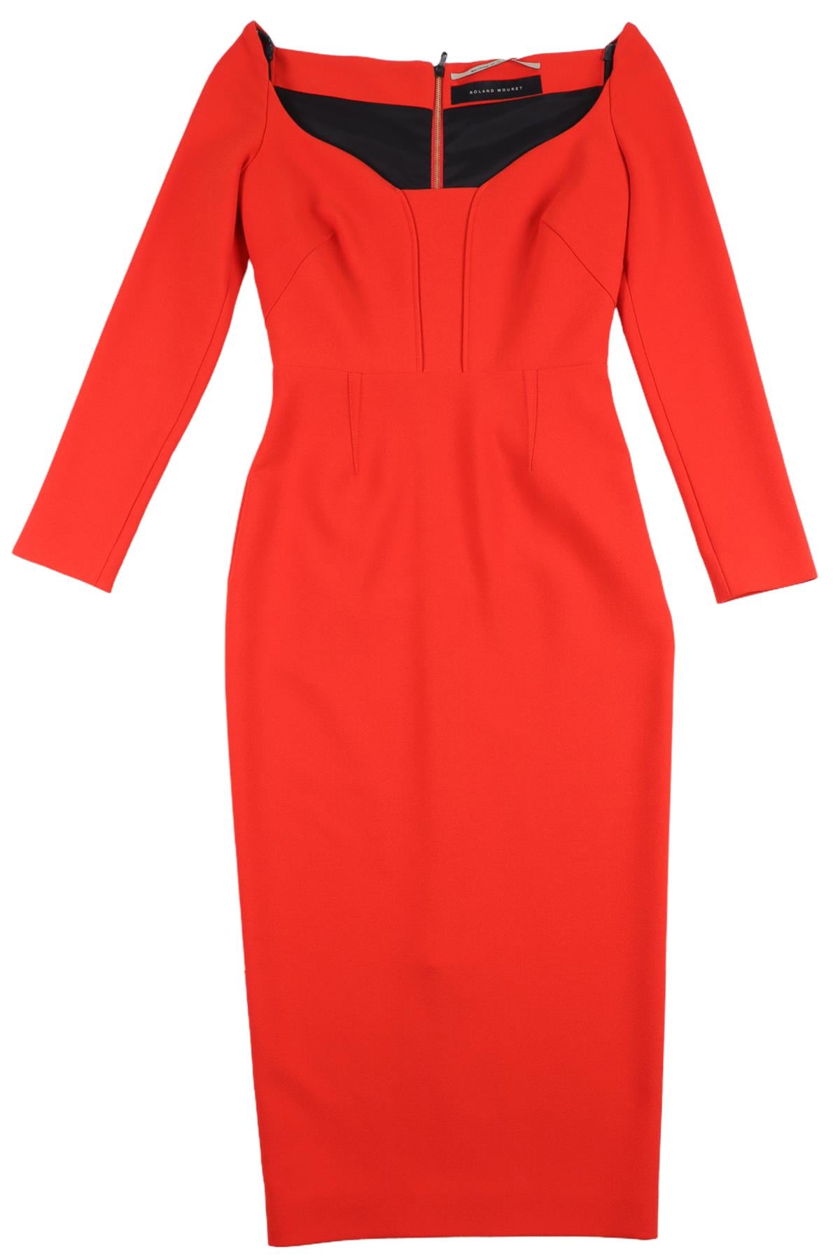 ROLAND MOURET RED CADY MIDI DRESS UK 6