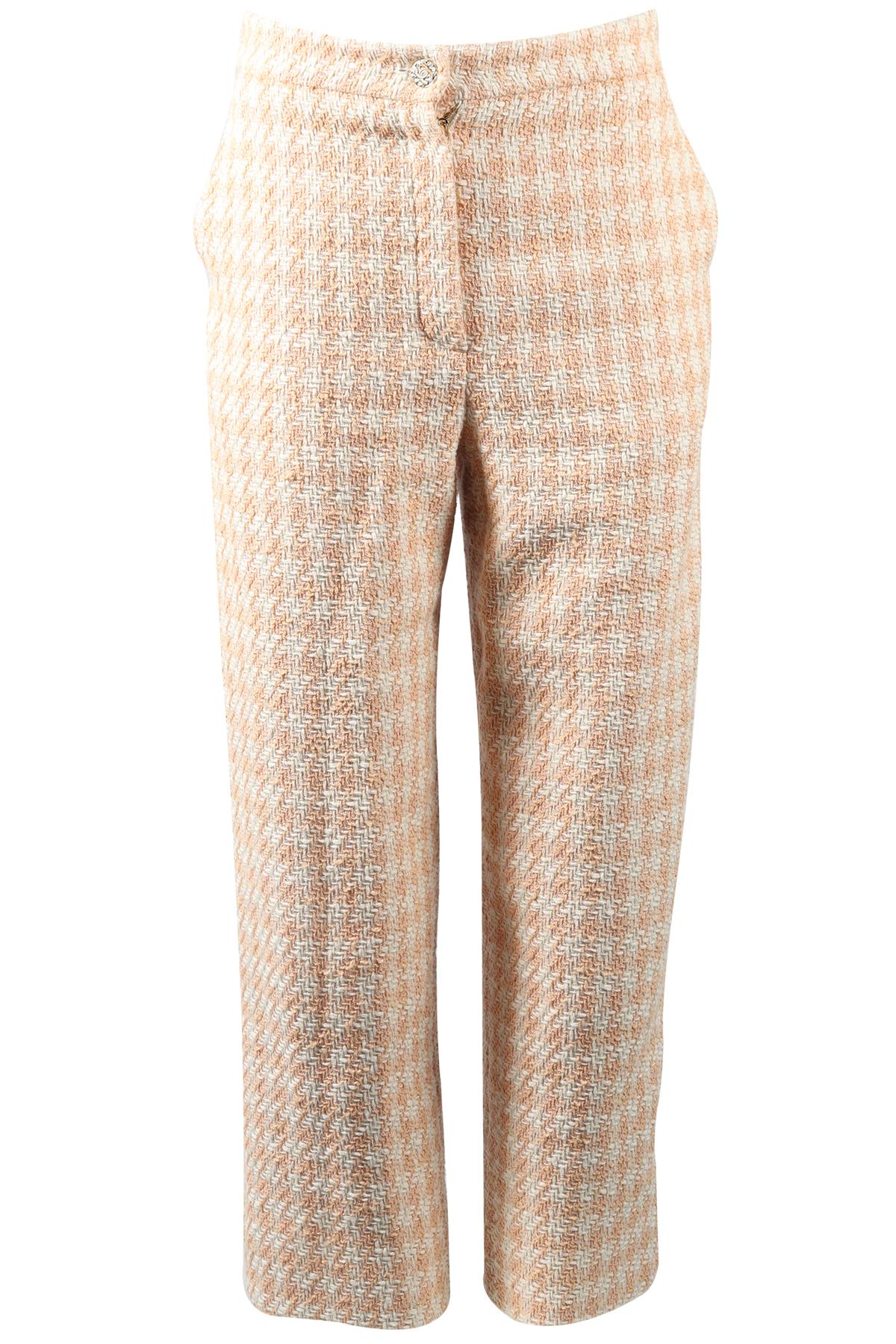 CHANEL 2023 TWEED COTTON STRAIGHT LEG PANTS FR 40 UK 12