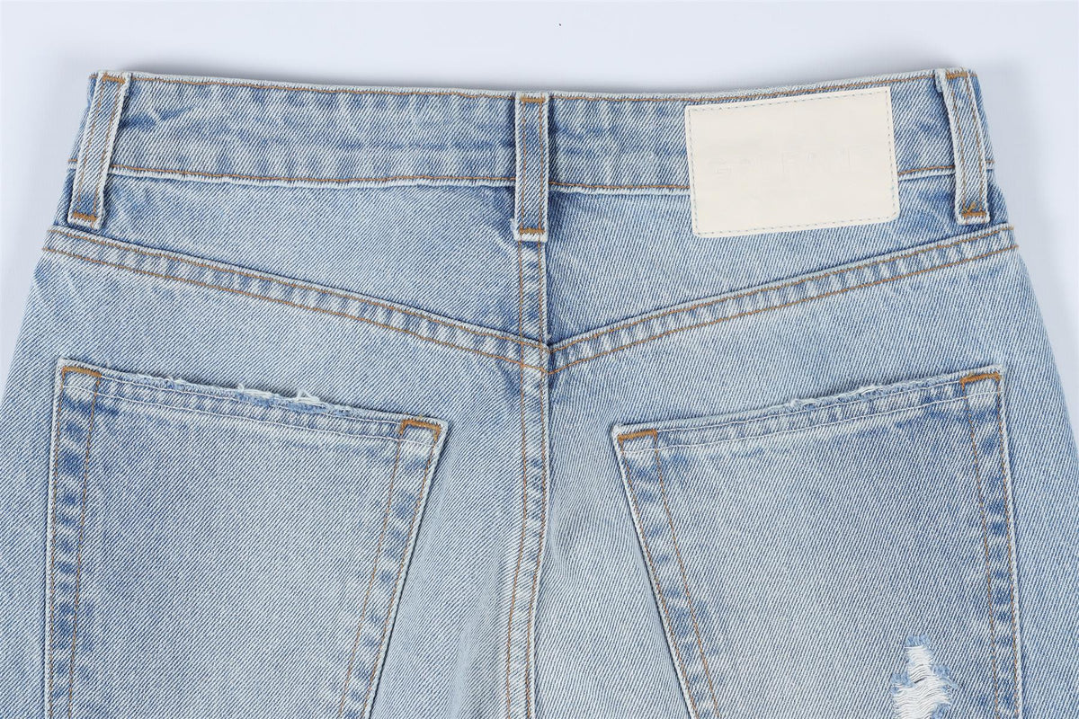 GRLFRND BLUE HIGH RISE STRAIGHT LEG JEANS W24 UK 6