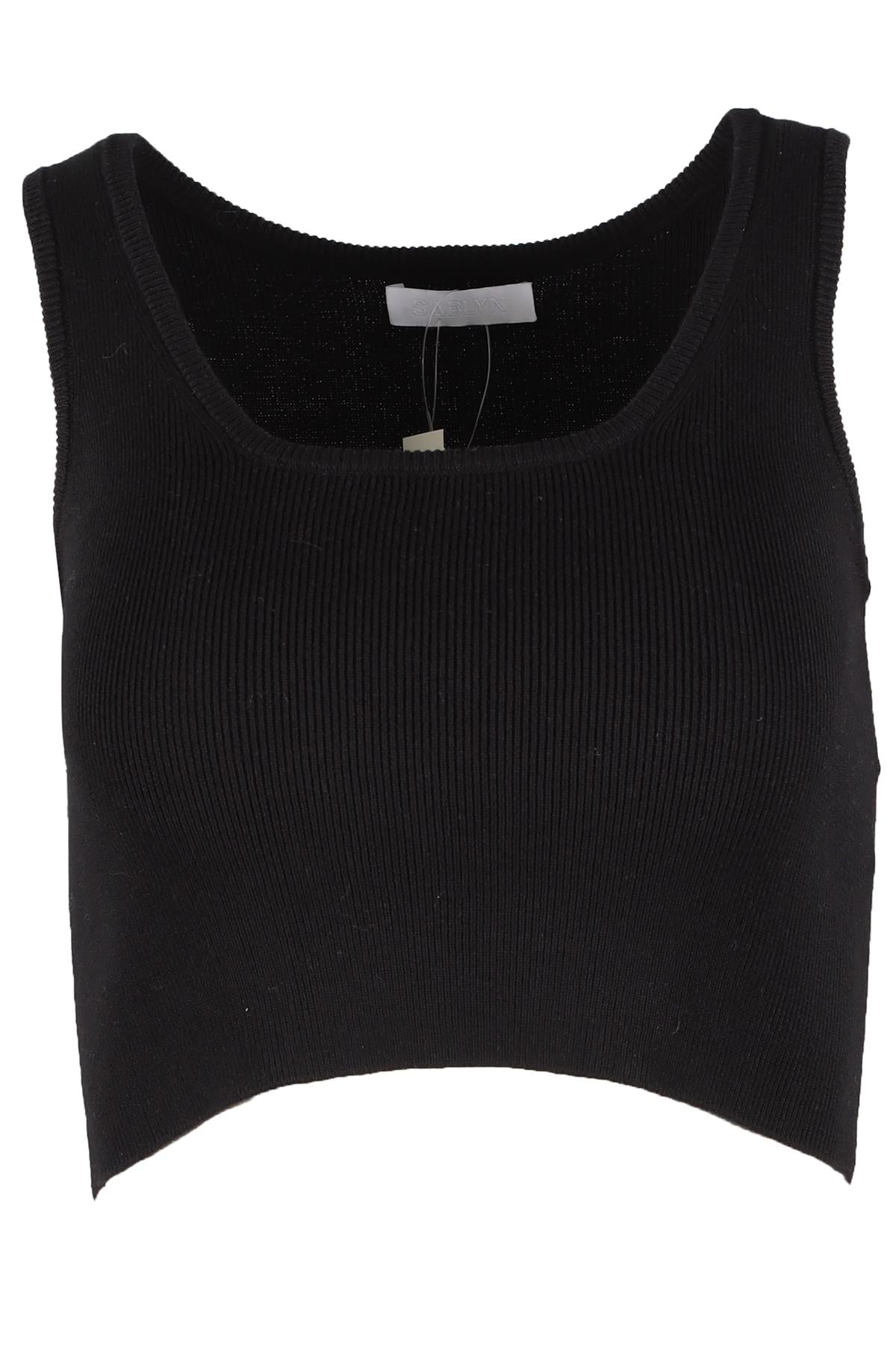 SABLYN BLACK CROPPED KNIT TOP XSMALL