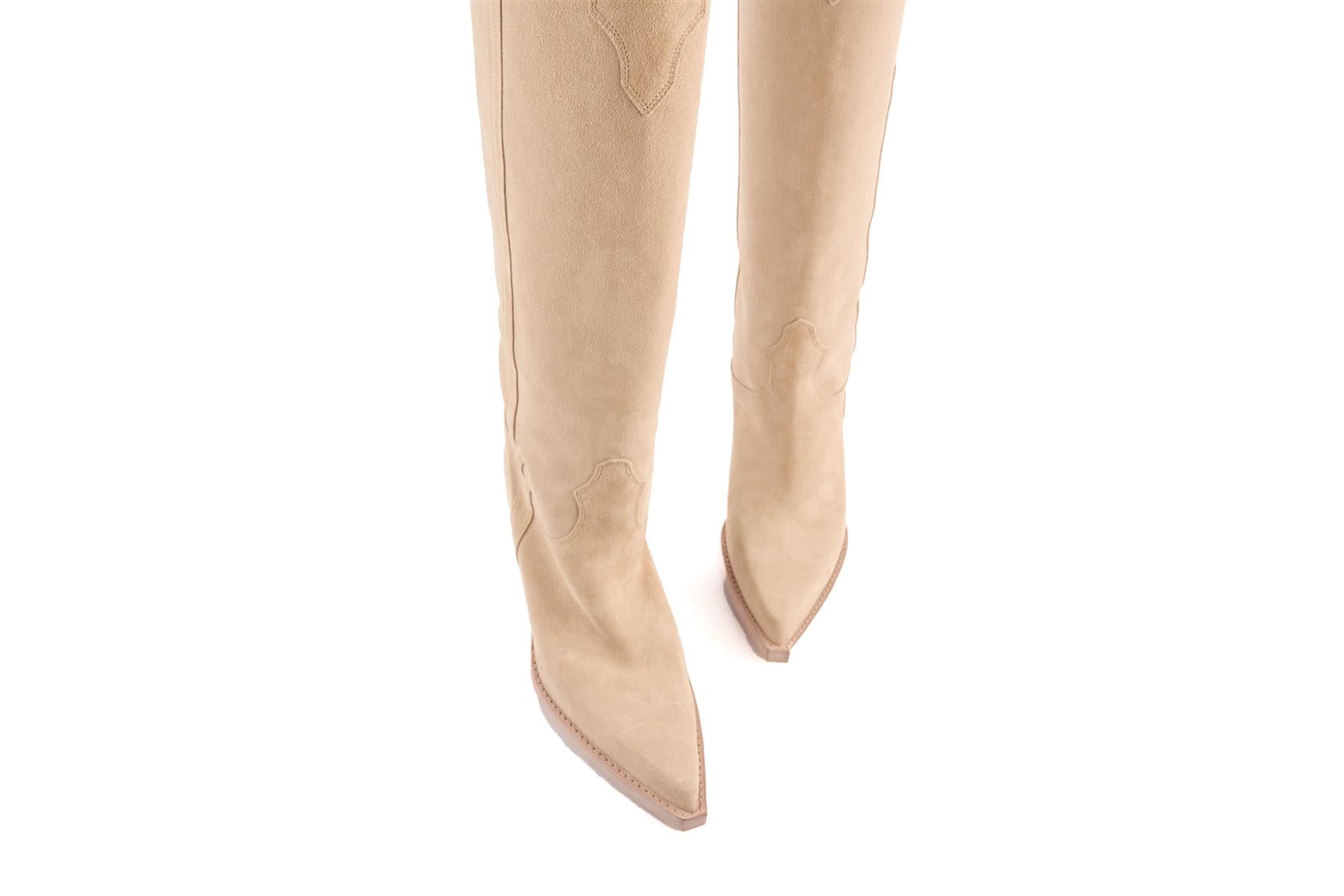 PARIS TEXAS ECRU SUEDE KNEE HIGH BOOTS EU 40 UK 7 US 10