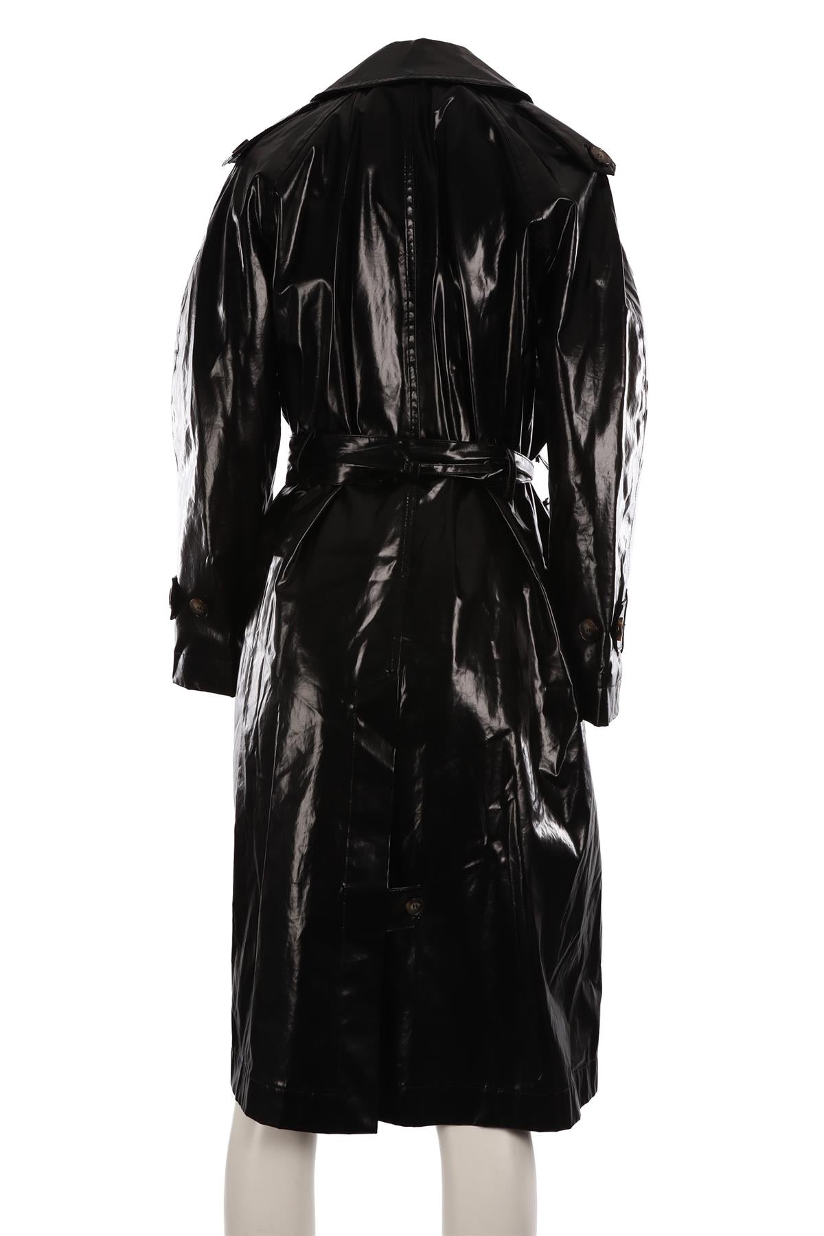 NANUSHKA BLACK VINYL TRENCH COAT SMALL