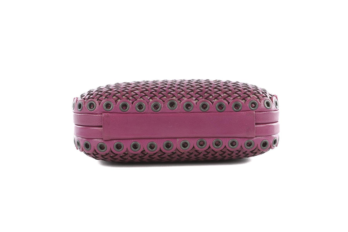 BOTTEGA VENETA PINK KNOT LEATHER CLUTCH