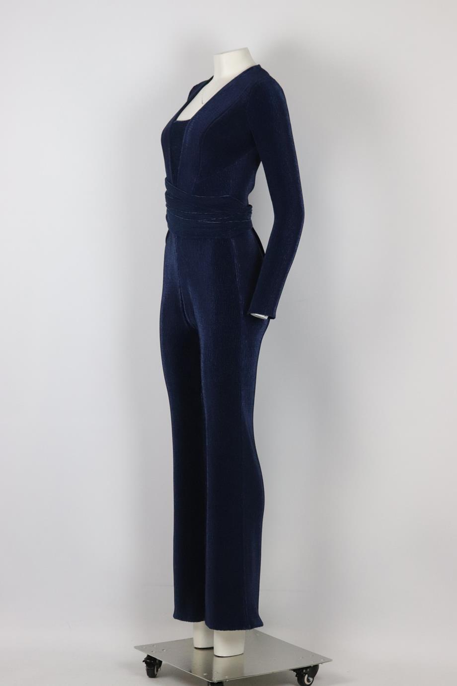 GALVAN LONDON PLUNGING PLISSÉ CREPE JUMPSUIT UK 8