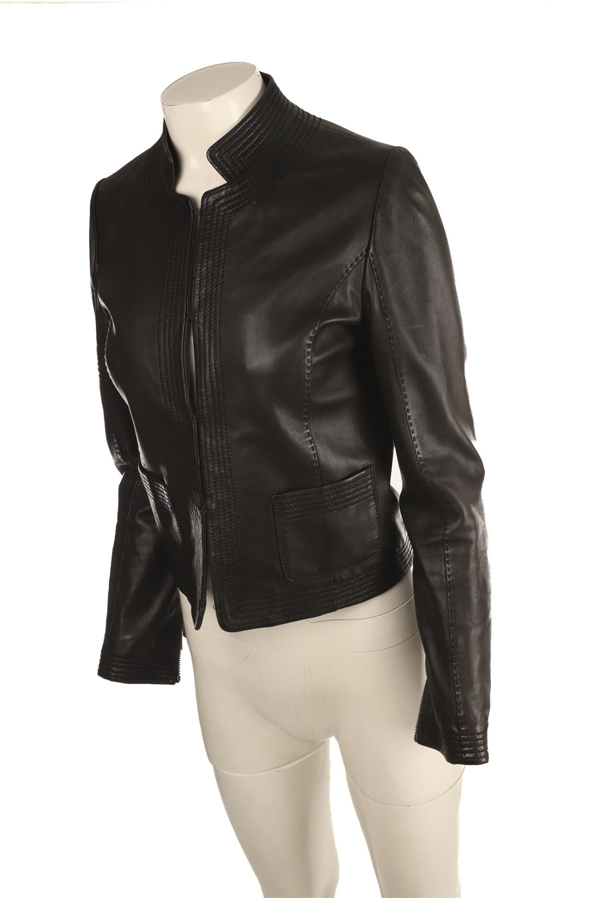 BARBARA BUI BLACK LEATHER JACKET IT 40 UK 8