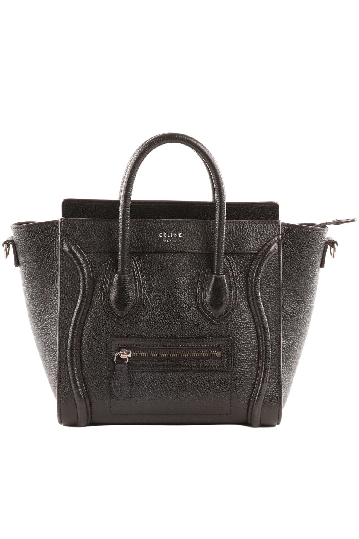 CELINE BLACK LUGGAGE NANO LEATHER TOTE BAG