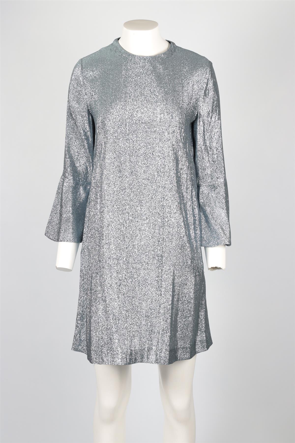 STELLA MCCARTNEY BLUE LAME MINI DRESS IT 42 UK 10