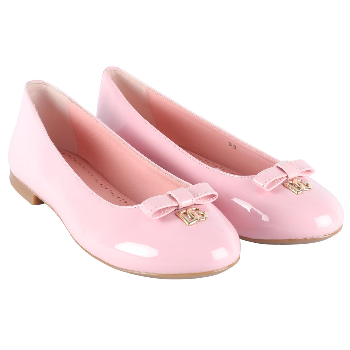 DOLCE & GABBANA PINK KIDS GIRLS LEATHER BALLERINA FLATS EU 33 UK 1 US 2