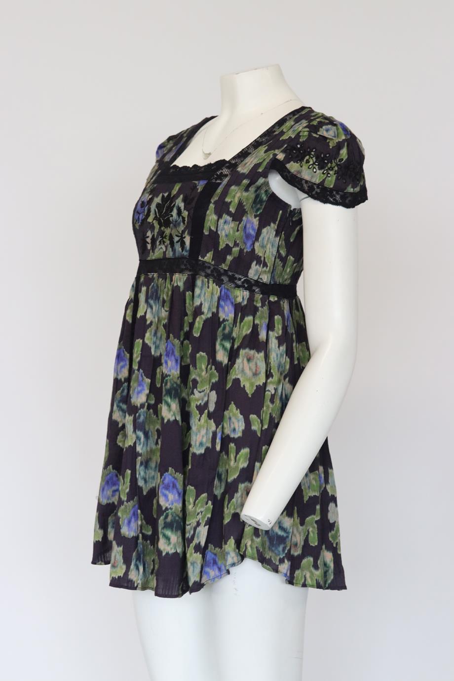 LOVESHACKFANCY FLORAL PRINT COTTON MINI DRESS US 2 UK 6
