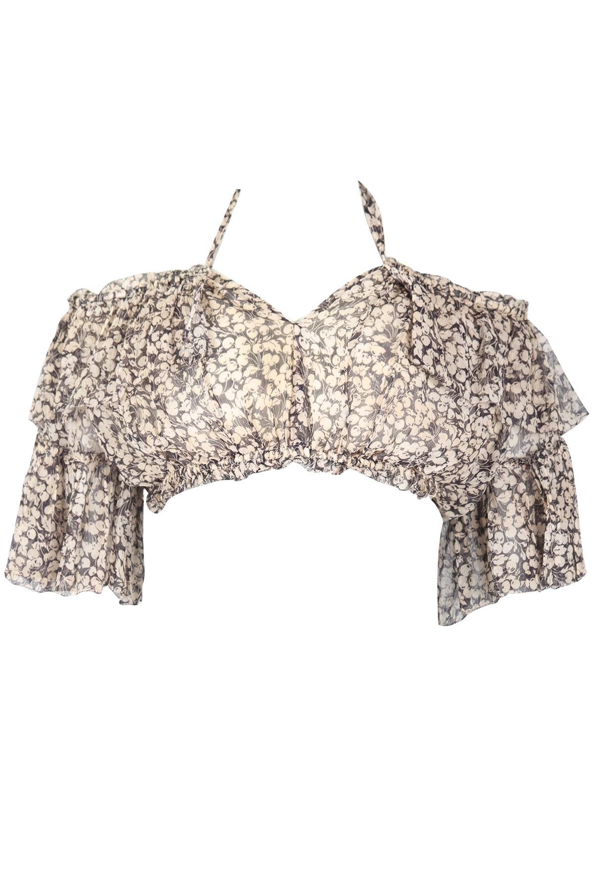 ZIMMERMANN CROPPED SILK TOP UK 8