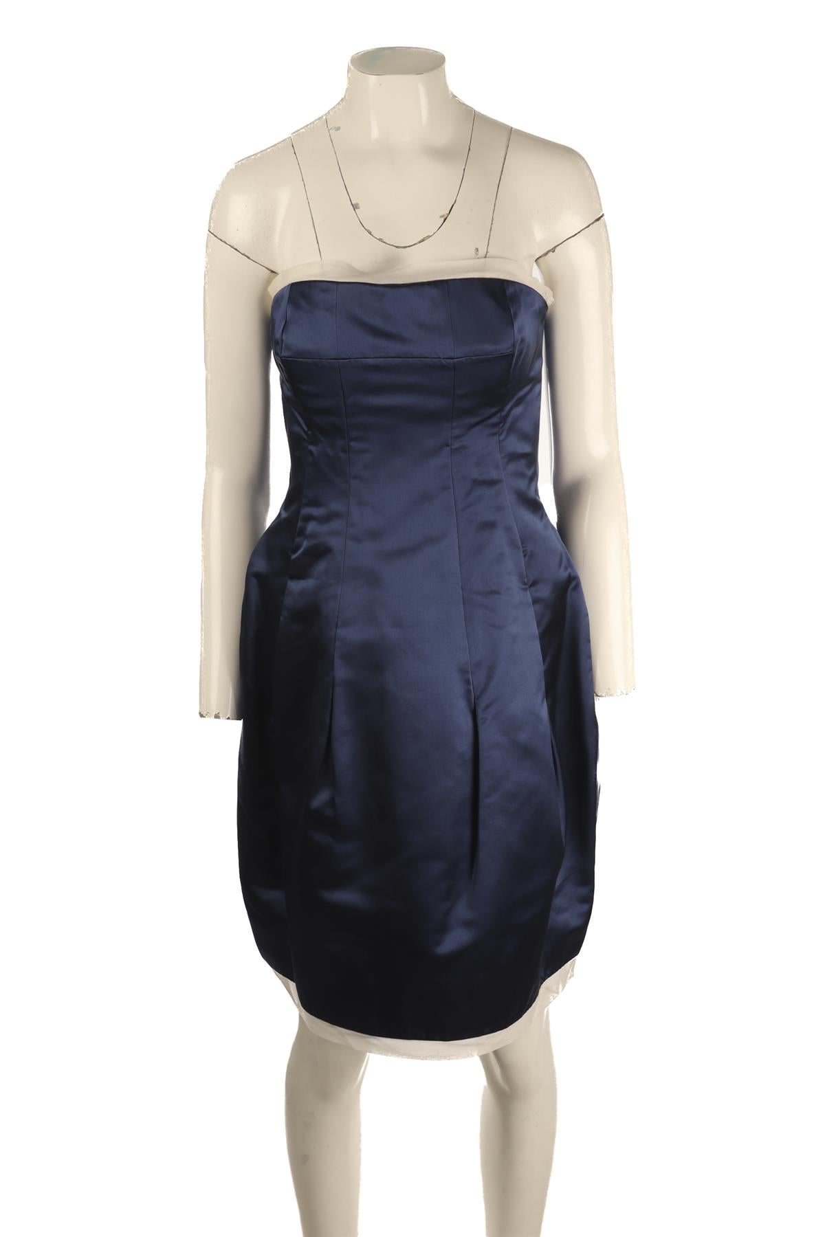 ALEXANDER MCQUEEN BLUE SATIN MINI DRESS IT 42 UK 10