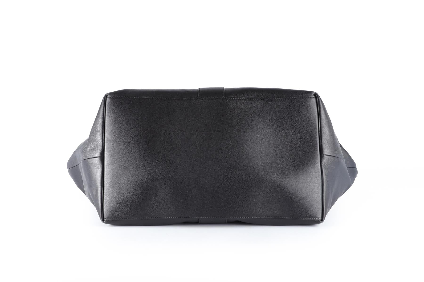 SAINT LAURENT BLACK Y LEATHER TOTE BAG