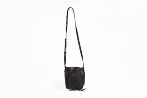 MANSUR GAVRIEL BLACK SAFFIANO MINI LEATHER BUCKET BAG