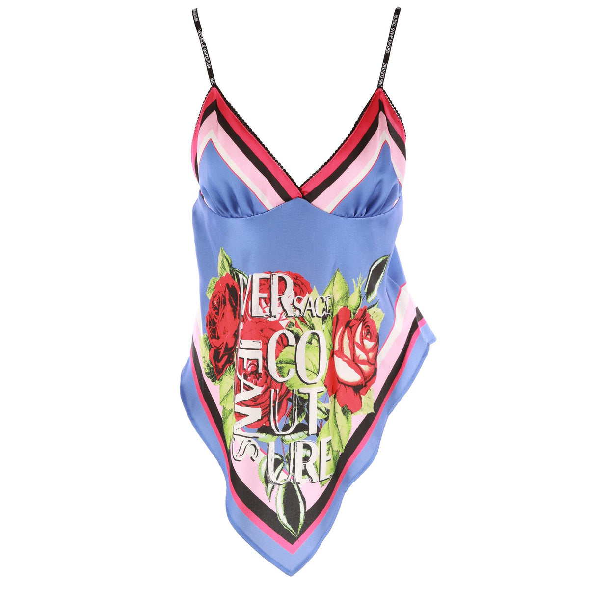 VERSACE JEANS COUTURE MULTI CREPE TOP IT 44 UK 12
