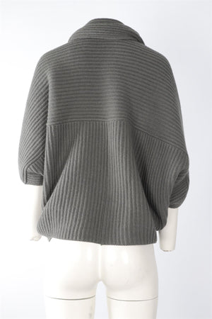 ARMANI COLLEZIONI GREY WOOL CARDIGAN SMALL