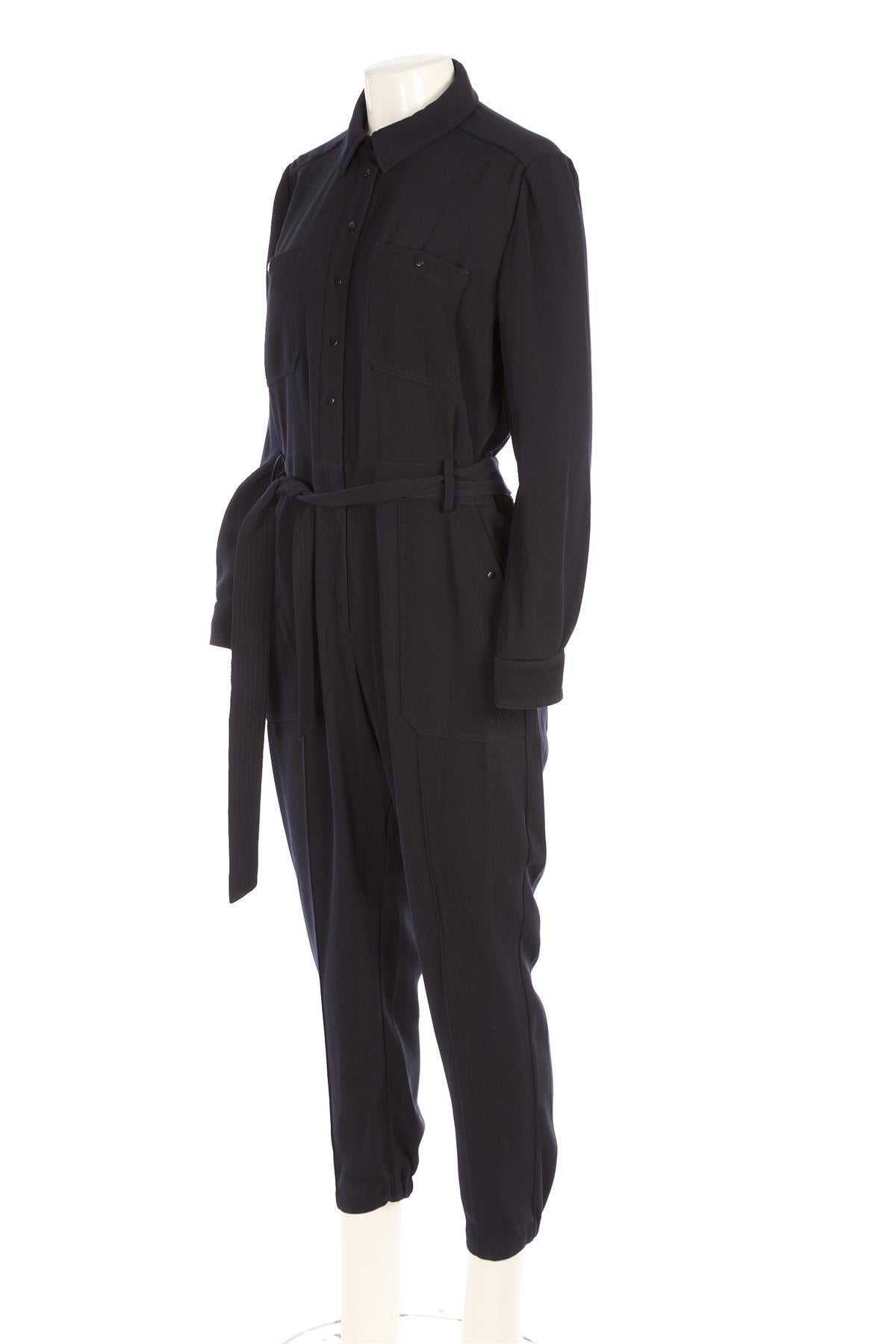 ME+EM BLACK WOVEN JUMPSUIT UK 12