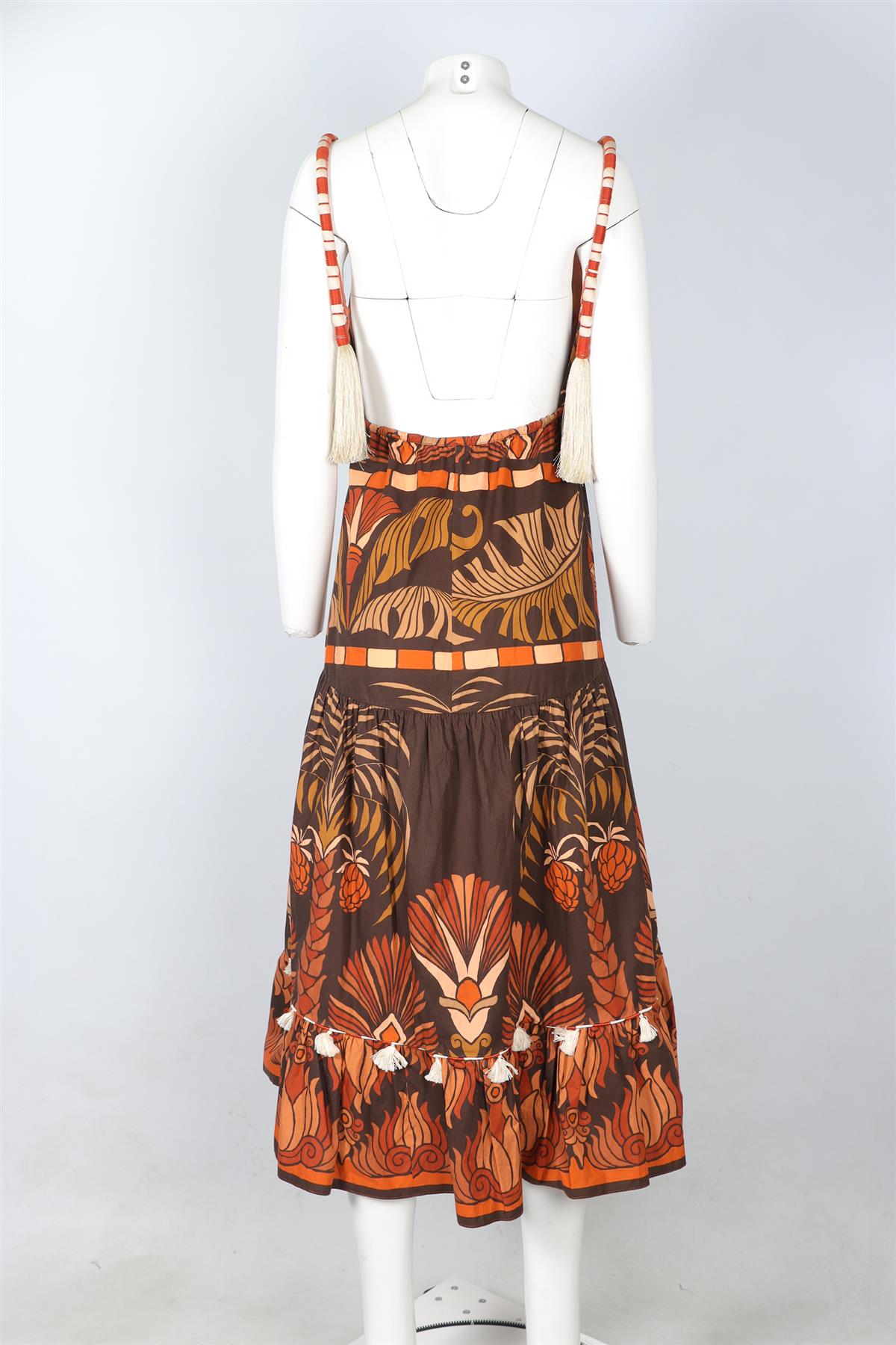 JOHANNA ORTIZ BROWN COTTON MAXI DRESS US 6 UK 10