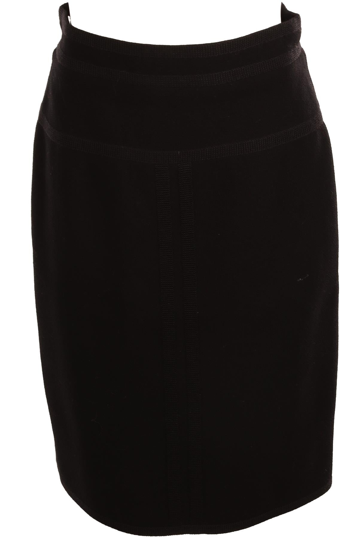 CHANEL BLACK 1991 WOOL MINI SKIRT FR 40 UK 12