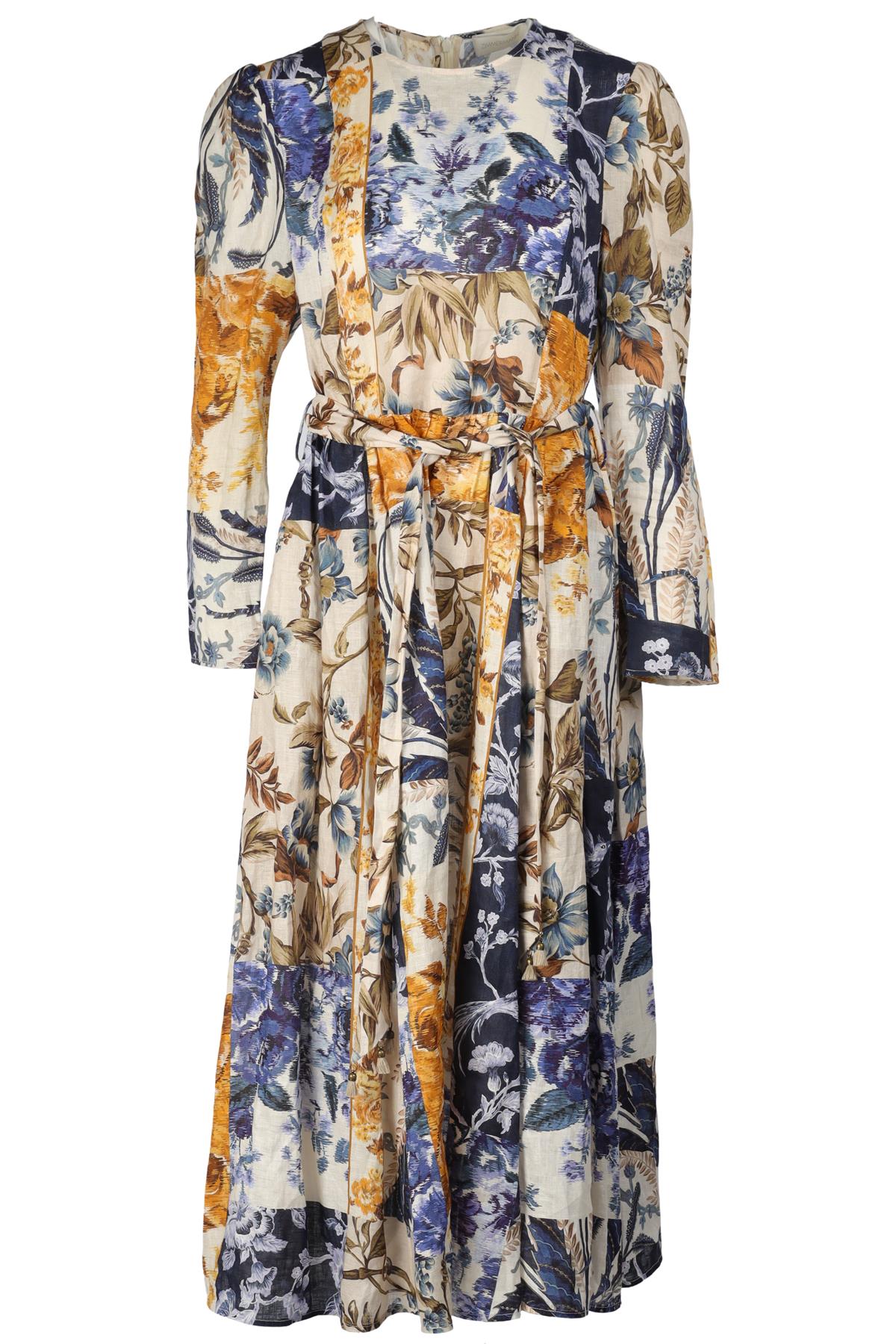 ZIMMERMANN BLUE LINEN MAXI DRESS 4 UK 16