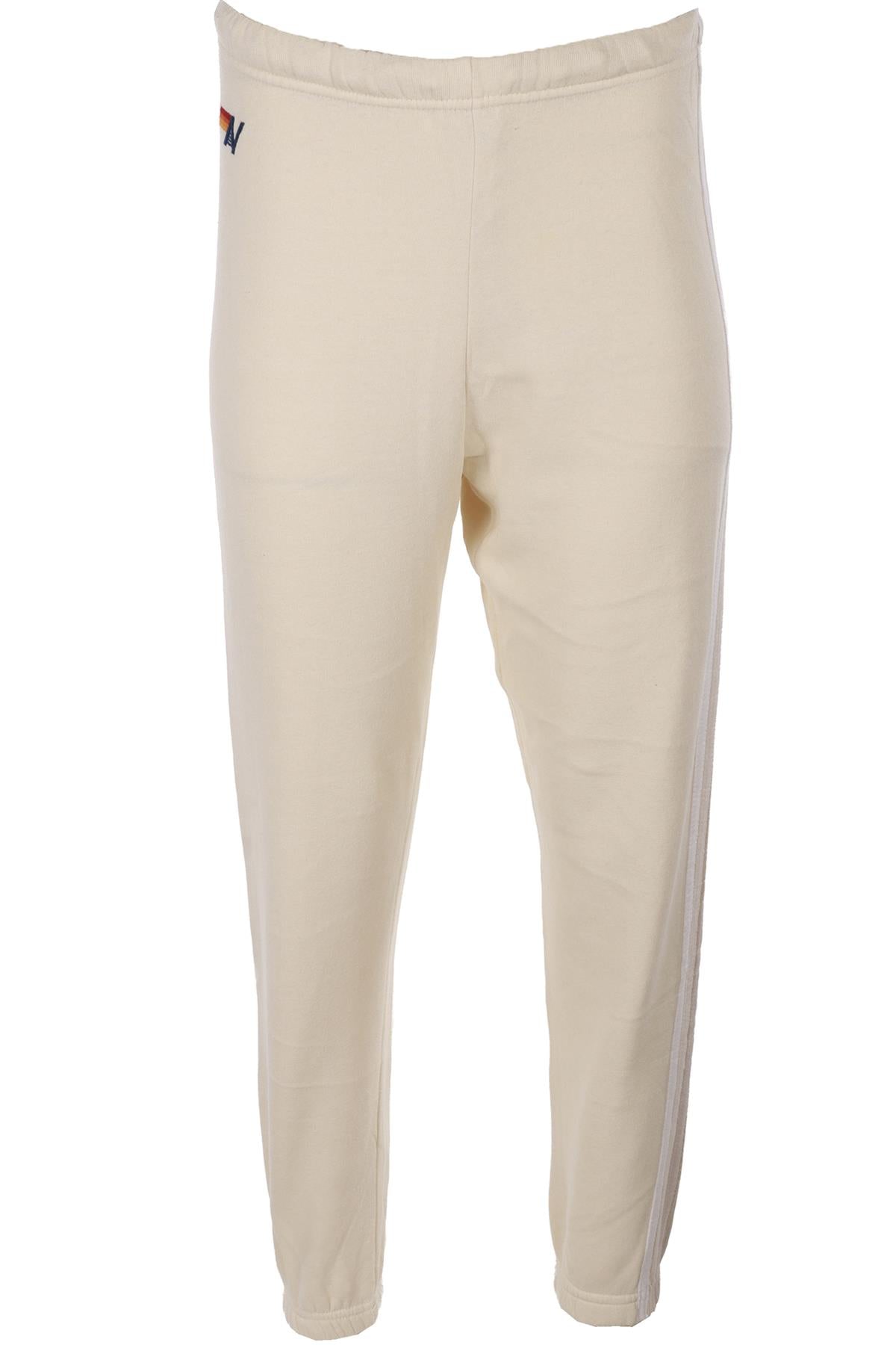AVIATOR NATION CREAM COTTON TRACK PANTS XSMALL