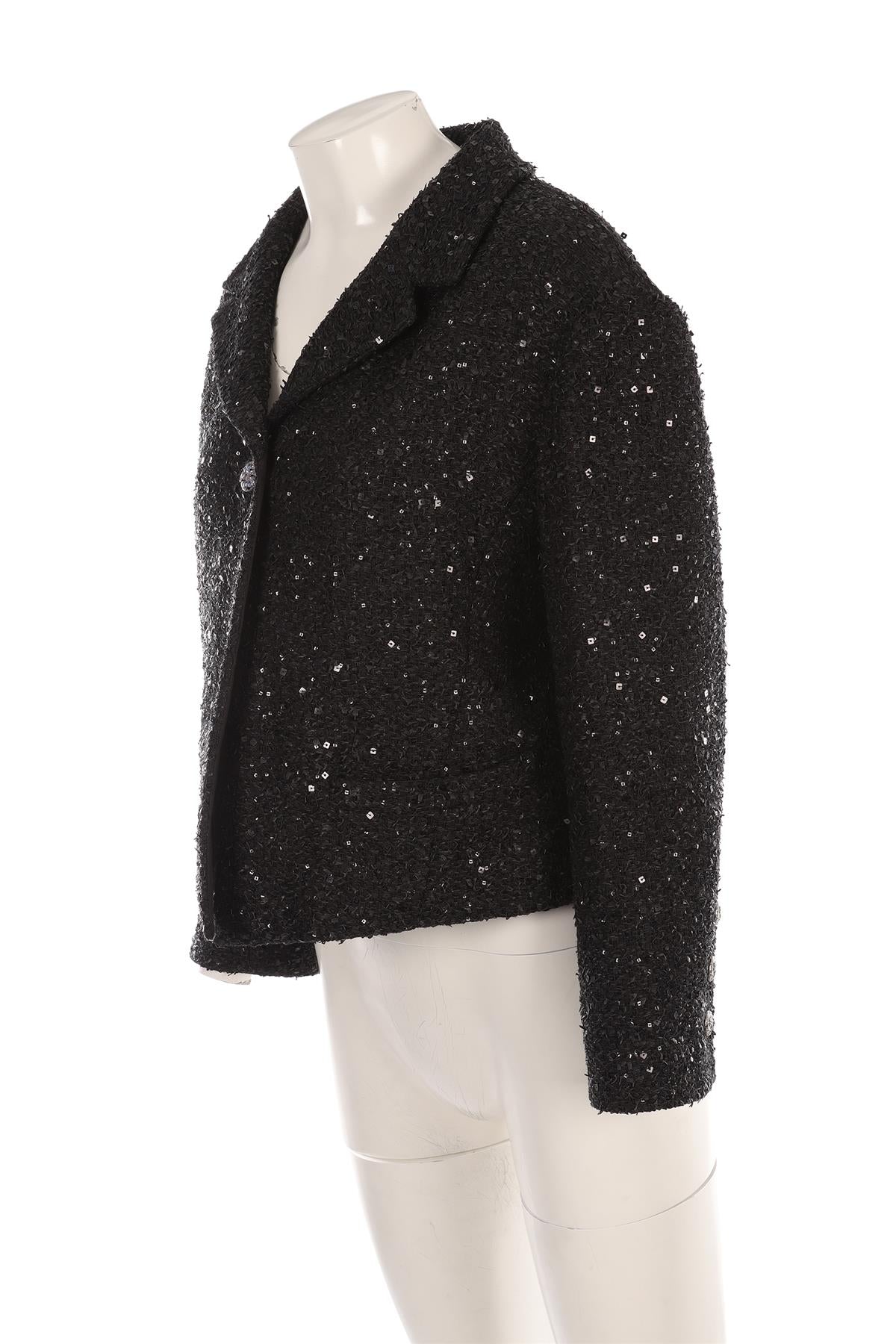 CHANEL BLACK 2024 SEQUIN BLAZER FR 44 UK 16
