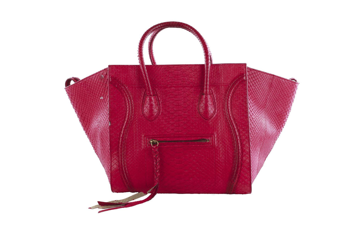 CELINE PINK PHANTOM MEDIUM PYTHON TOTE BAG