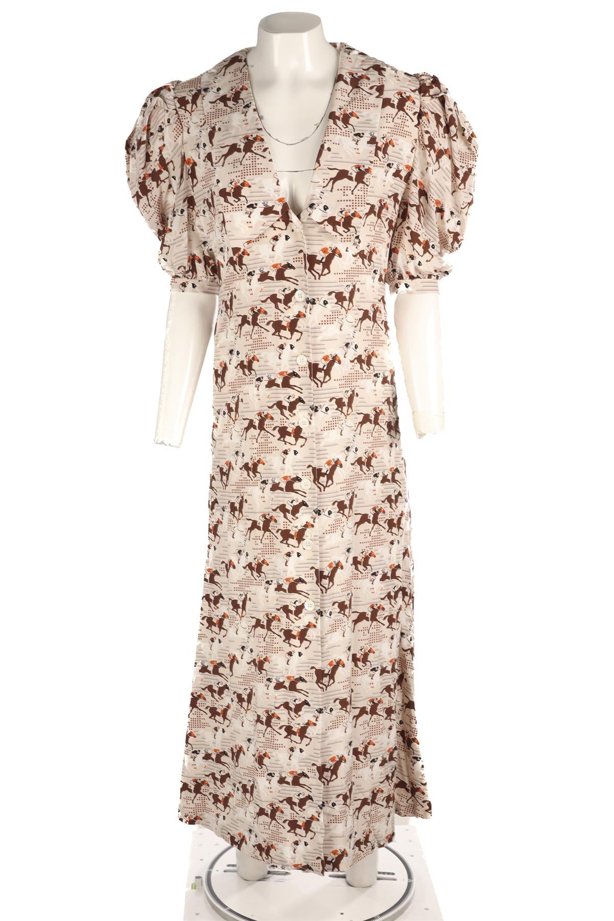 MIU MIU BEIGE SILK MIDI DRESS IT 44 UK 12